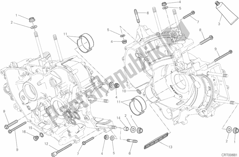 Todas as partes de 10a - Par De Meio Cárteres do Ducati Superbike 959 Panigale ABS 2017